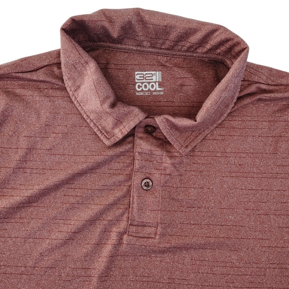 32‎ Degrees Cool Mens XL Polo Shirt Heathered Red Brown Short Sleeve Performance